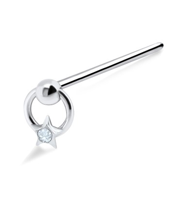 Ring Star Shaped Silver Straight Nose Stud NSKA-445